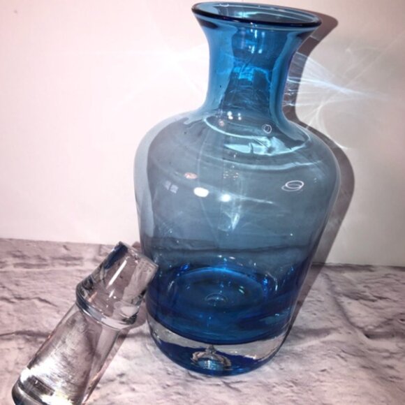 Blue Glass Decanter with Stopper - Picture 4 of 10